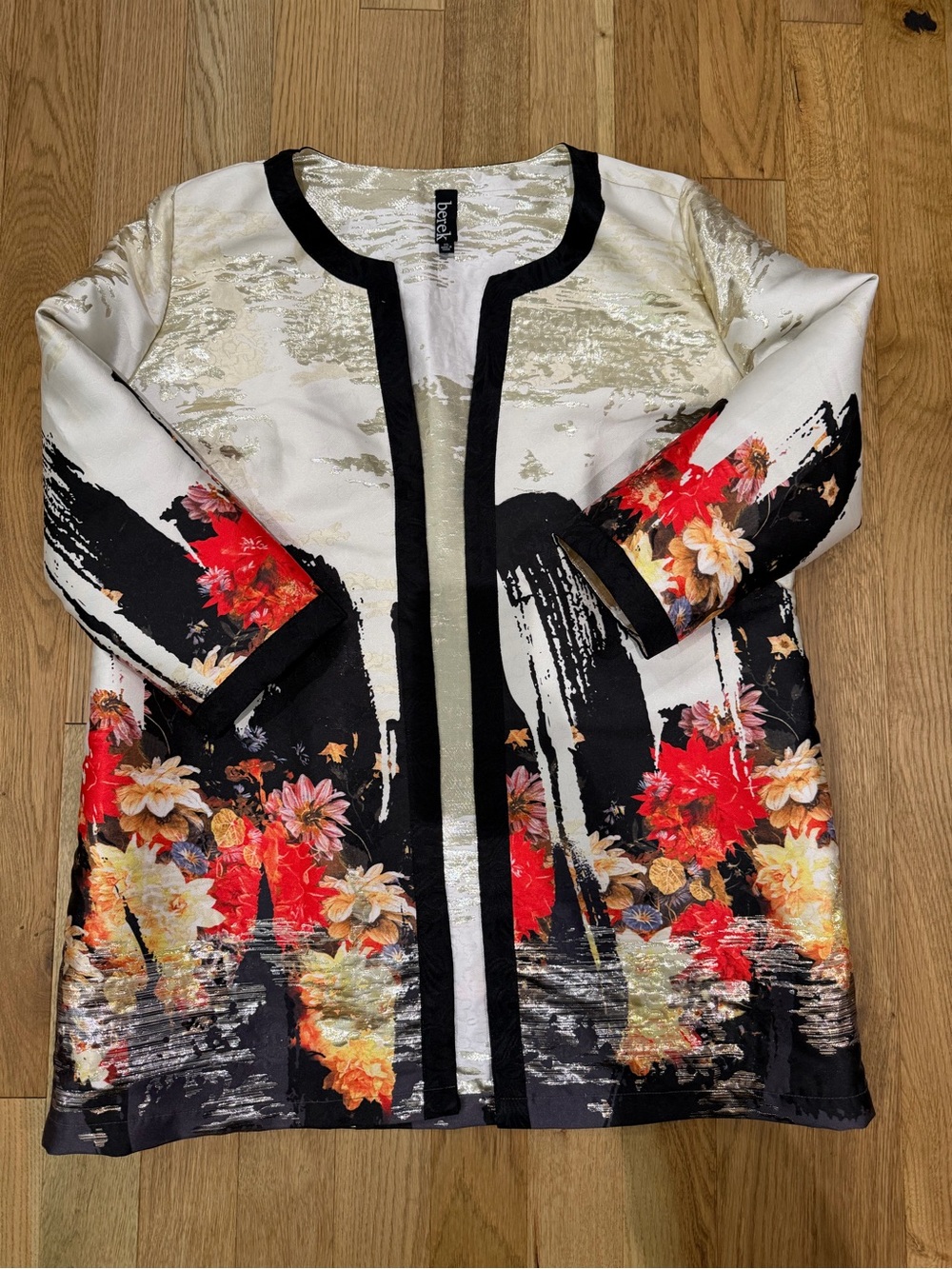 Berek Floral Brushstroke Open-Front Jacket | Size 1XL - Picture 10 of 14